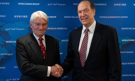 Chủ tịch Ngân hàng Thế giới David Malpass (phải), sẽ từ chức vào cuối tháng 6 năm nay. Ảnh: Twitter David Malpass