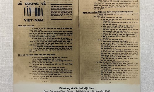 Hình ảnh bản “Đề cương về Văn hóa Việt Nam” năm 1943 trưng bày tại Bảo tàng Lịch sử Quốc gia. Ảnh: Hải Nguyễn