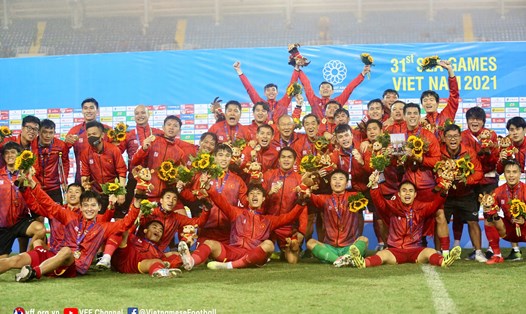 U23 Việt Nam vô địch SEA Games 31 trên sân nhà. Ảnh: VFF