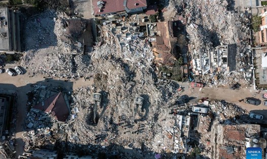 Động đất san phẳng thành phố Antakya, tỉnh Hatay, Thổ Nhĩ Kỳ, ngày 12.2.2023. Ảnh: Xinhua