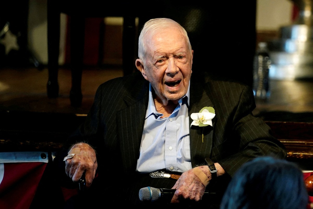 Cựu Tổng thống Mỹ Jimmy Carter năm 2021. Ảnh: Xinhua