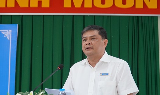 Chủ tịch LĐLĐ tỉnh Hậu Giang Nguyễn Văn Bảy phát biểu.