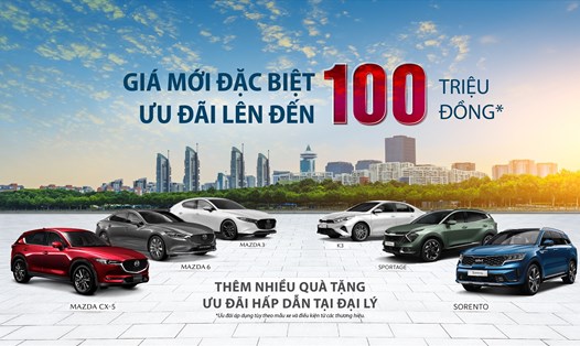 THACO AUTO công bố giá mới cho các dòng xe thương hiệu Kia và Mazda cùng với ưu đãi giá đặc biệt lên đến 100 triệu đồng. Ảnh: Thaco Auto