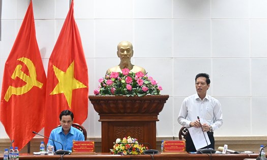 Phó Chủ tịch UBND tỉnh Tiền Giang Nguyễn Thành Diệu phát biểu tại buổi làm việc. Ảnh: Thành Nhân