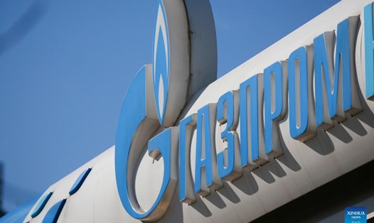 Logo của tập đoàn dầu khí Nga Gazprom. Ảnh: Xinhua