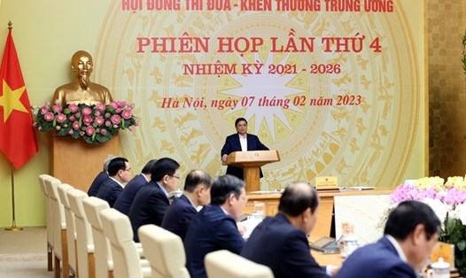 Thủ tướng Phạm Minh Chính chủ trì phiên họp lần thứ 4 của Hội đồng Thi đua - Khen thưởng Trung ương nhiệm kỳ 2021-2026. Ảnh: VGP/Nhật Bắc