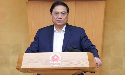 Thủ tướng Phạm Minh Chính nhấn mạnh công tác xây dựng, hoàn thiện thể chế cần được quan tâm hơn nữa. Ảnh: VGP/Nhật Bắc