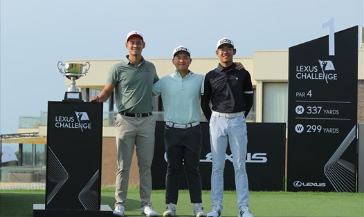 Top 3 golfer dẫn đầu bảng nam sau 3 ngày thi đấu tại Lexus Challenge 2023. Ảnh: VGA Tour