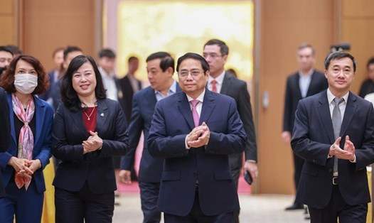 Thủ tướng Phạm Minh Chính tới dự Hội nghị toàn quốc triển khai công tác y tế năm 2023. Ảnh: VGP/Nhật Bắc