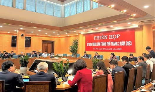 Toàn cảnh phiên họp UBND thành phố Hà Nội tháng 2.2023. Ảnh: Tiến Thành