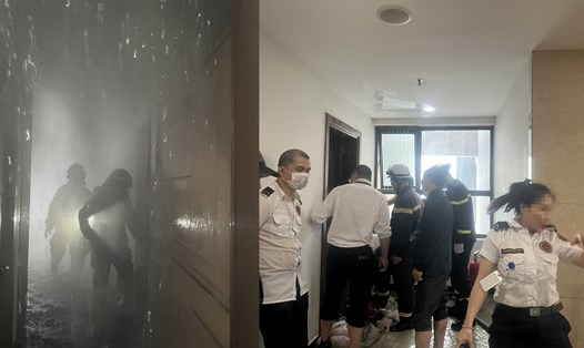 Vụ cháy căn hộ tại tầng 22 chung cư ở Hà Nội ngày 24.2. Ảnh: Công an cung cấp