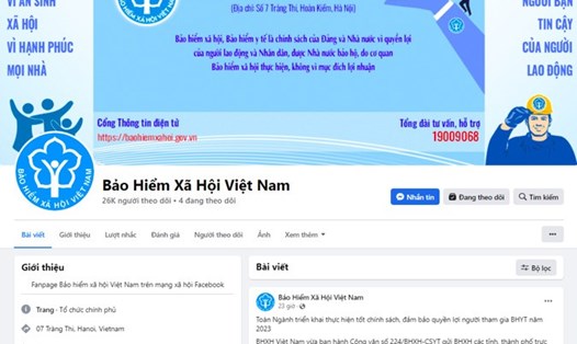 Trang mạng xã hội chính thống của Bảo hiểm xã hội Việt Nam. Ảnh chụp màn hình: Anh Thư