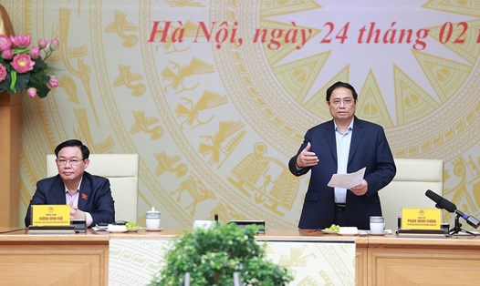 Thủ tướng Phạm Minh Chính phát biểu tại hội nghị. Ảnh: Dương Giang/TTXVN