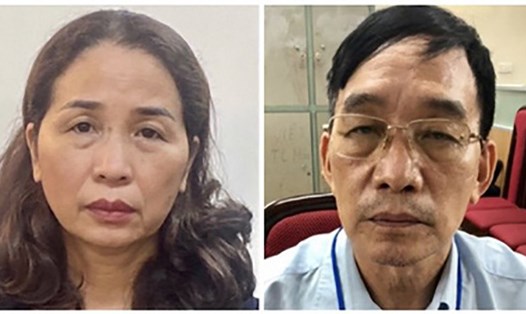 Hai cựu sếp giáo dục Quảng Ninh Vũ Liên Oanh và Ngô Vui. Ảnh: Bộ Công an