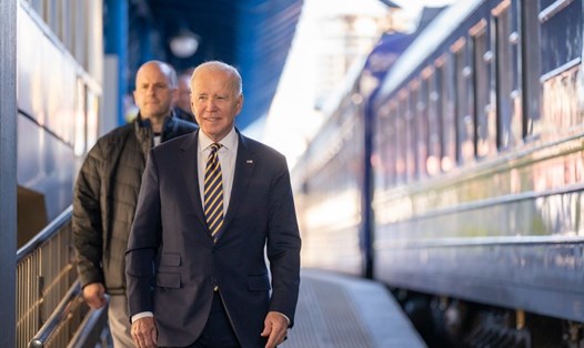 Tổng thống Mỹ Joe Biden đi tàu tới Kiev, Ukraina. Ảnh: Nhà Trắng