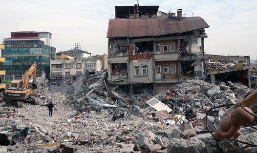 Thiệt hại sau động đất đầu tháng 2.2023 ở thành phố Kahramanmaras, Thổ Nhĩ Kỳ. Ảnh: Xinhua