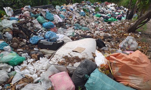 Một trong rất nhiều  bãi rác tự phát ô nhiễm, nhếch nhác ven con đường Lã Xuân Oai. Ảnh Ngọc Thạch
