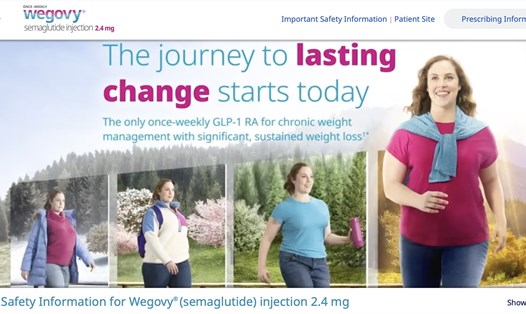 Novo Nordisk đã phát triển một loại thuốc semaglutide với liều lượng cao hơn có tên là Wegovy đặc biệt để điều trị bệnh béo phì. Ảnh chụp màn hình Novo Nordisk