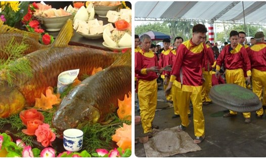 Thi cỗ cá, pháo đất tại Lễ hội Đền Trần Thái Bình xuân Quý Mão 2023. Ảnh: Bá Dương