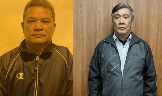 Bị can Phạm Duy Cường - cựu Trưởng phòng Tài nguyên môi trường và Nguyễn Văn Phong (từ trái qua) bị bắt tạm giam. Ảnh: Bộ Công an