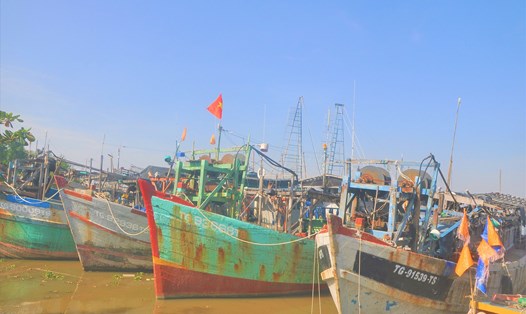 Các tàu đánh bắt vẫn nằm bờ tại huyện Gò Công Đông (tỉnh Tiền Giang). Ảnh: Thành Nhân