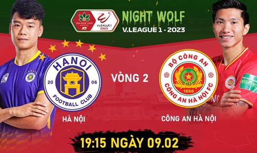 Câu lạc bộ Hà Nội chạm trán Công an Hà Nội ở vòng 2 V.League 2023. Ảnh: FPT Play