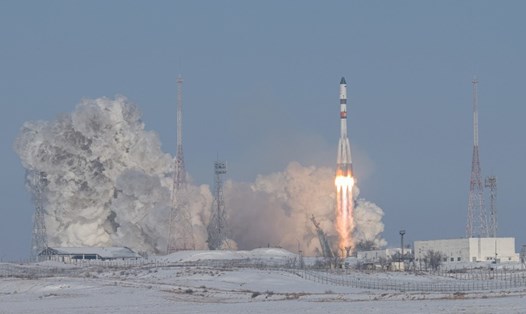 Tên lửa Soyuz-2.1a phóng tàu vận tải lên ISS ngày 9.2.2023. Ảnh: Roscosmos