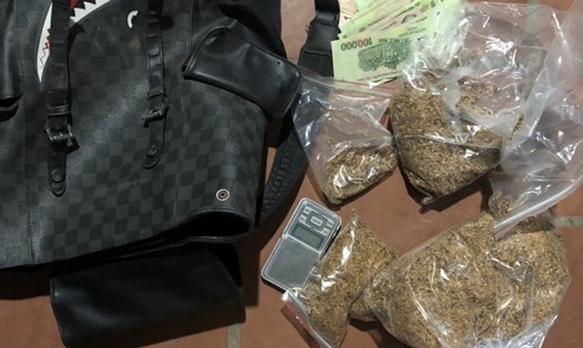 Lực lượng chức thu giữ sợi thực vật có chứa chất ma túy của đối tượng Đinh Công Hạnh. Ảnh: Công an tỉnh Vĩnh Phúc