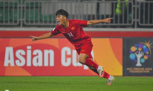 Bàn thắng vào lưới U20 Australia của tiền đạo Nguyễn Quốc Việt lọt tốp 8 bàn thắng đẹp nhất vòng bảng U20 Châu Á 2023. Ảnh: VFF