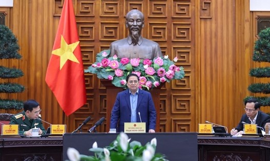 Thủ tướng Phạm Minh Chính chủ trì phiên họp thứ nhất Ban Chỉ đạo Phòng thủ dân sự quốc gia. Ảnh: VGP