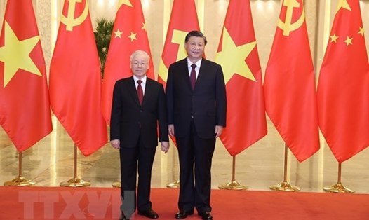 Tổng Bí thư Nguyễn Phú Trọng và Tổng Bí thư, Chủ tịch Trung Quốc Tập Cận Bình tại Bắc Kinh, Trung Quốc, tháng 10.2022. Ảnh: TTXVN