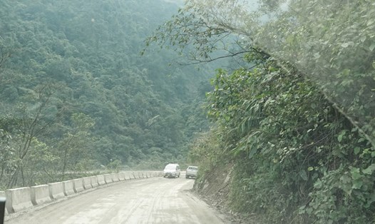 Hơn 11 ha rừng tự nhiên dọc quốc lộ 8A thuộc xã Sơn Kim 1 này đang chờ phê duyệt chuyển đổi để thi công dự án cải tạo, nâng cấp tuyến quốc lộ này. Ảnh: Trần Tuấn.