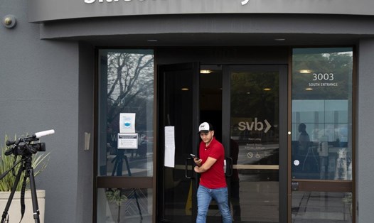 Ngân hàng Silicon Valley Bank đóng cửa ngày 10.3.2023. Ảnh: Xinhua