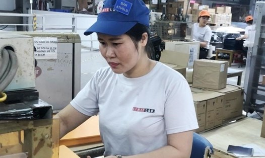 15 năm làm việc tại Công ty Lihitlab Việt Nam, chị Trần Thị Bích đã đóng góp hàng chục sáng kiến làm lợi cho doanh nghiệp. Ảnh: Mai Dung