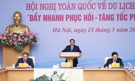 Thủ tướng Phạm Minh Chính phát biểu khai mạc hội nghị. Ảnh VGP/Nhật Bắc