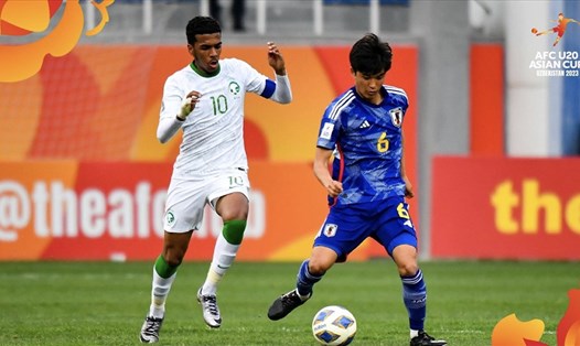 U20 Nhật Bản (xanh) chạm trán U20 Iraq tại vòng bán kết U20 Châu Á 2023. Ảnh: AFC
