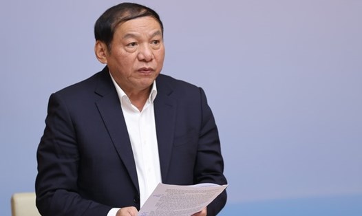 Bộ trưởng Bộ Văn hóa, Thể thao và Du lịch Nguyễn Văn Hùng phát biểu. Ảnh VGP/Nhật Bắc