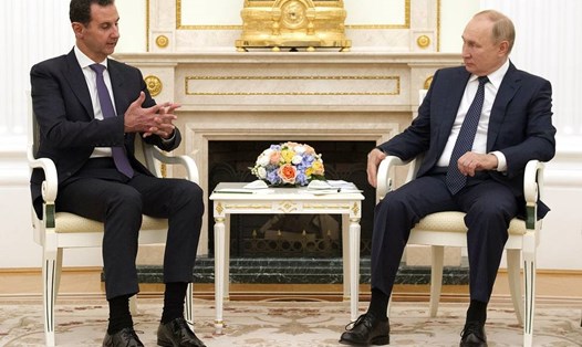 Tổng thống Nga Vladimir Putin (phải) hội đàm với Tổng thống Syria Bashar al-Assad tại Mátxcơva, ngày 15.3.2023. Ảnh: Văn phòng Thông tin Báo chí Tổng thống Nga