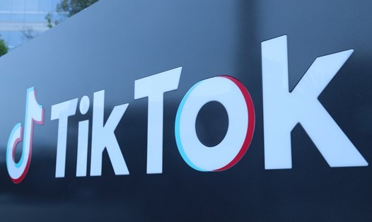 Logo của TikTok tại văn phòng của TikTok ở Los Angeles, Mỹ. Ảnh: Xinhua