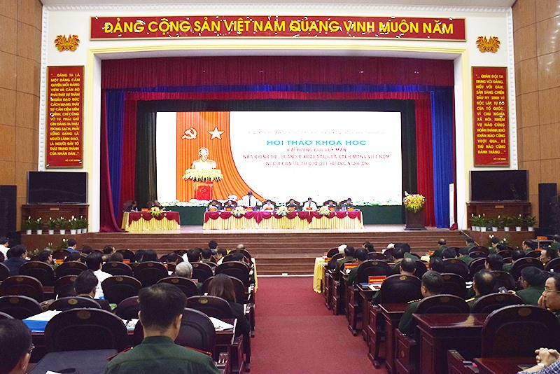 Hội thảo khoa học “Đại tướng Chu Huy Mân - Nhà chính trị, quân sự xuất sắc của cách mạng Việt Nam, người con ưu tú của quê hương Nghệ An”. Ảnh: Quang Đại