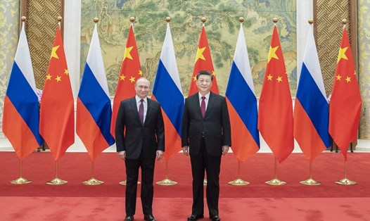 Chủ tịch Trung Quốc Tập Cận Bình và Tổng thống Nga Vladimir Putin tại Bắc Kinh,Trung Quốc, tháng 2.2022. Ảnh: Xinhua