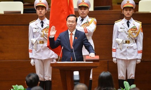 Tân Chủ tịch nước Võ Văn Thưởng tuyên thệ nhậm chức theo quy định - Ảnh: VGP/Nhật Bắc
