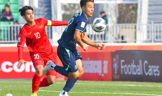U20 Việt Nam tạm thời dẫn đầu bảng B sau lượt trận đầu tiên tại Vòng chung kết U20 Châu Á 2023. Ảnh: VFF