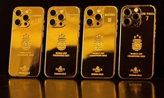 Messi tặng những chiếc iPhone 14 mạ vàng đến các thành viên tuyển Argentina vô địch World Cup 2022. Ảnh: Twitter iDesign Gold