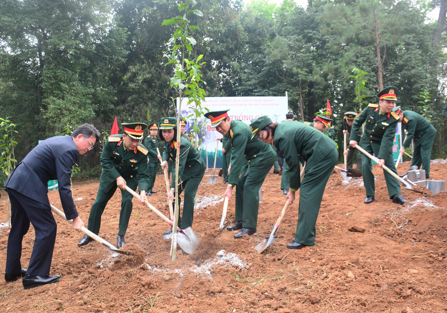 Các đại biểu trồng cây tại Khu Di tích K9.
