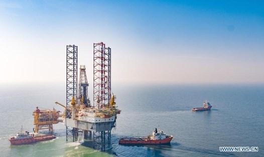 Mỏ dầu Bozhong 13-2 ở biển Bột Hải trong bức ảnh chụp ngày 20.2.2021. Ảnh: Xinhua