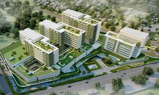 Phối cảnh dự án xây dựng mới Bệnh viện Đa khoa khu vực Thủ Đức. Ảnh: Minh Quân chụp lại