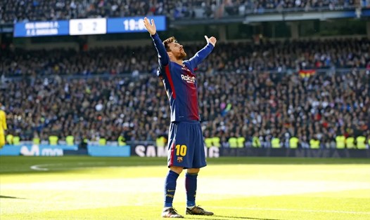 Messi ăn mừng bàn thắng khi còn khoác áo Barcelona.  Ảnh: CLB Barcelona