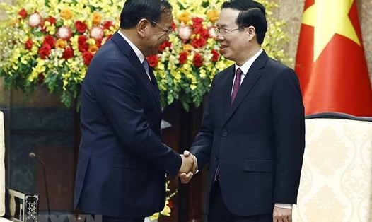 Chủ tịch nước Võ Văn Thưởng tiếp Phó Thủ tướng, Bộ trưởng Bộ Ngoại giao và Hợp tác quốc tế Campuchia Prak Sokhonn. Ảnh: TTXVN