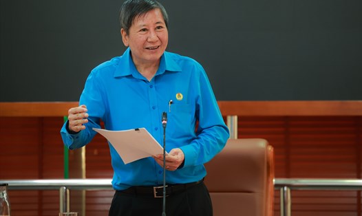 Phó Chủ tịch Thường trực Tổng LĐLĐVN Trần Thanh Hải phát biểu chỉ đạo tại buổi làm việc. Ảnh: Hải Nguyễn